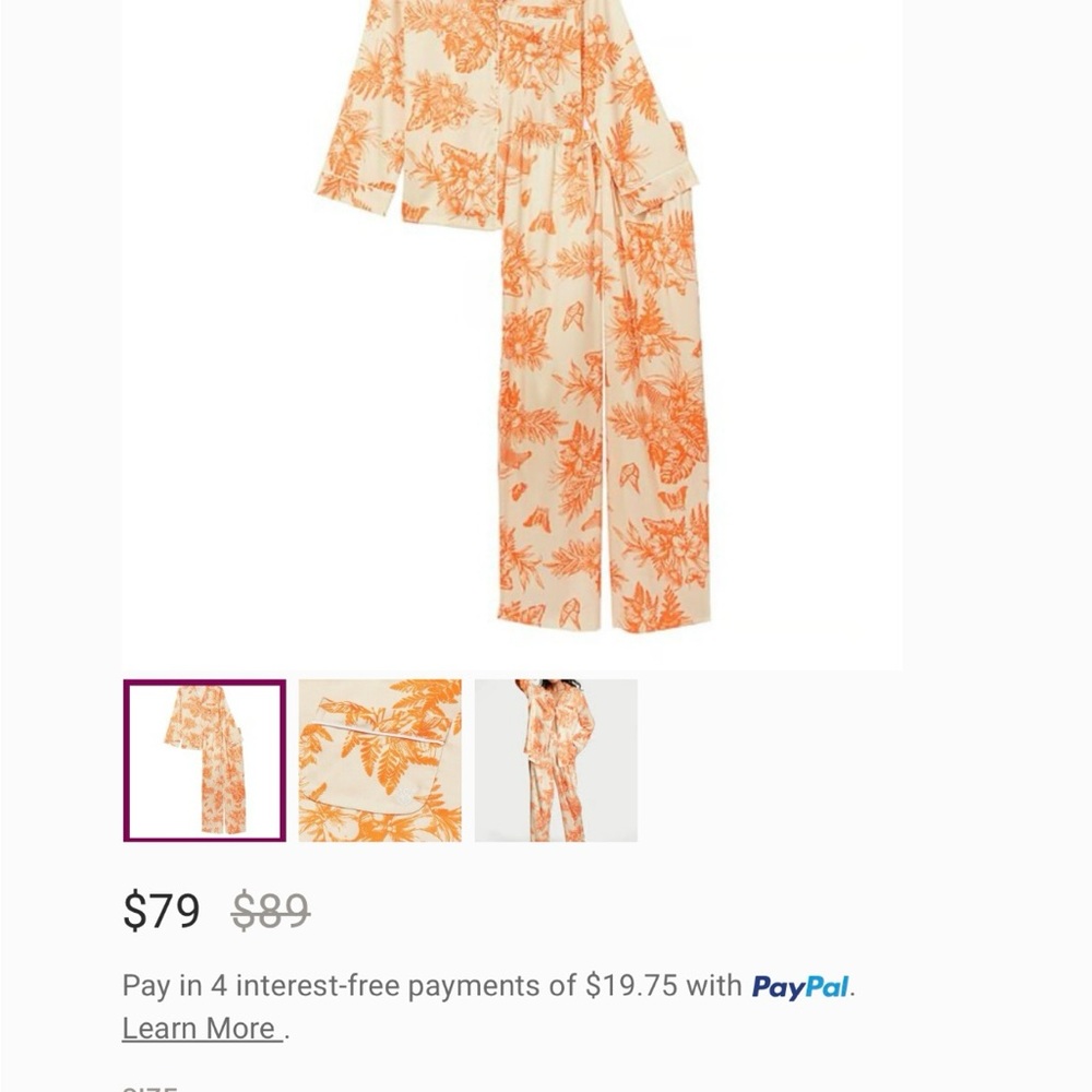 Victoria's Secret Orange and White Floral Garment